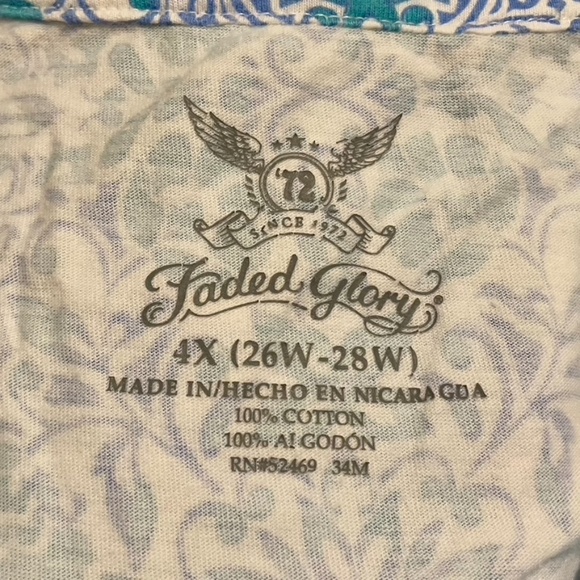 FADED GLORY | BLUE PRINT TOP | PLUS SIZE 4X - Picture 6 of 6